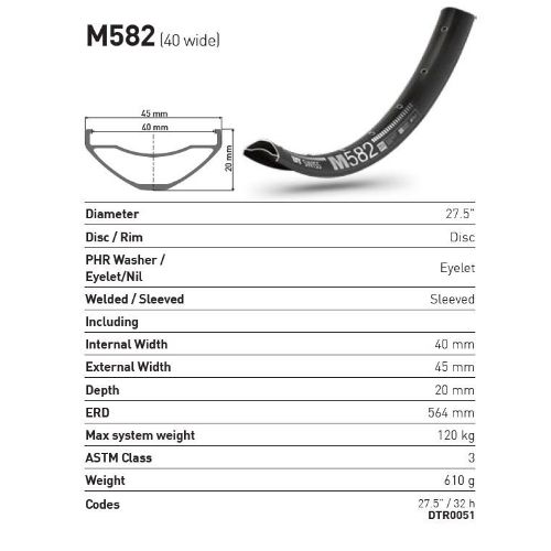 Llanta DT M582 27.5 40mm